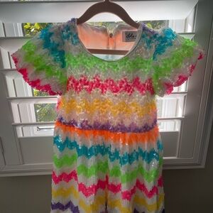 NEW WITH TAGS!! Lola and the Boys Zig Zag Rainbow Sequin Dress